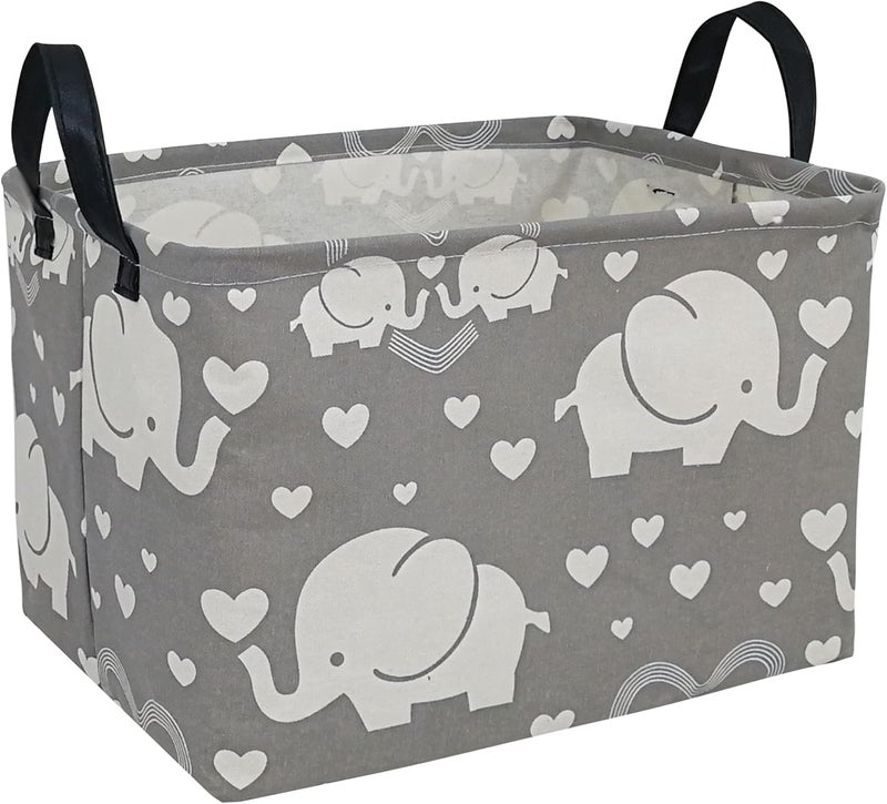 DUYIY Elephant Print Canvas Storage Basket - Image 1